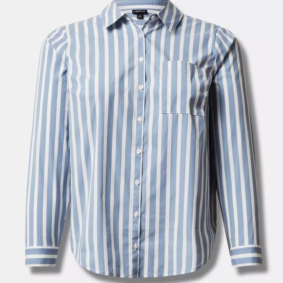 Classic Blue and White Striped Button-Up Long Sleeve Shirt - Size 2 - NWT - Picture 2 of 6